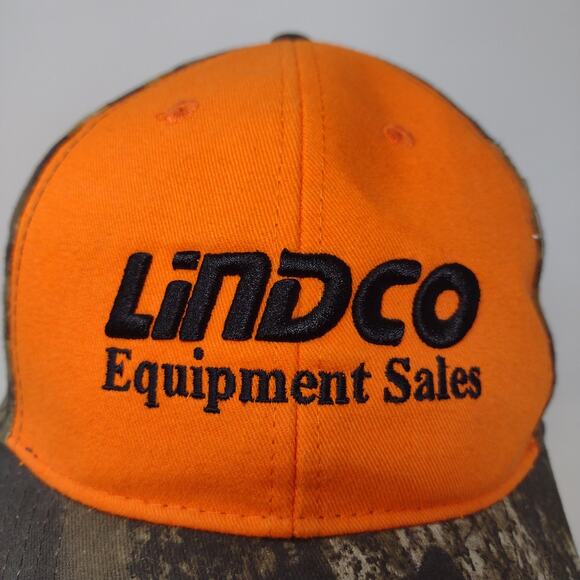 Lindco Equipment Orange & Camo Strapback Hat Embroidered Spell Out Logo - Picture 4 of 12